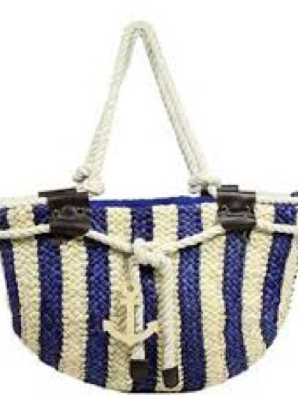 Source Unknown Striped Rope Tote - Blue and Cream
